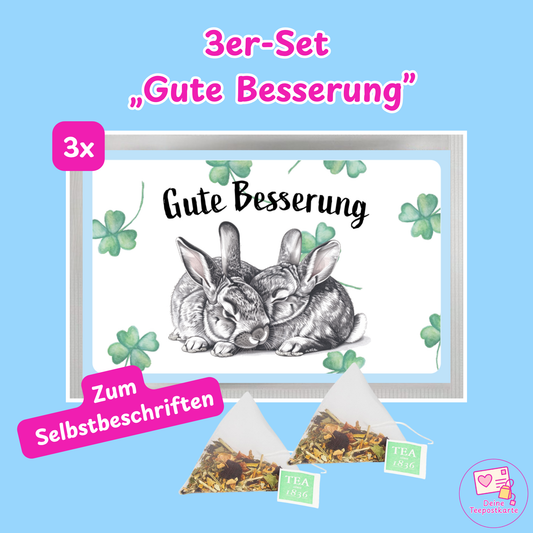 Teepostkarte 3er-Set „Gute Besserung" (zum Selbstbeschriften)