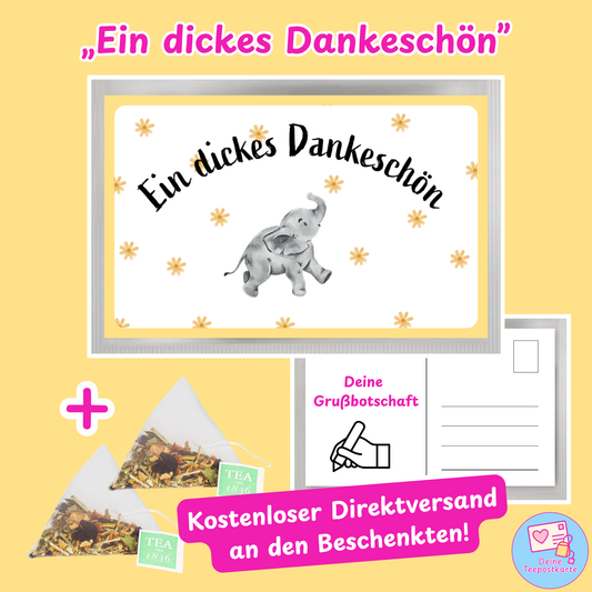 Teepostkarte „Ein dickes Dankeschön" (online personalisierbar)