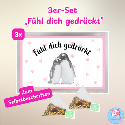 Teepostkarte 3er-Set „Fühl dich gedrück" (zum Selbstbeschriften)