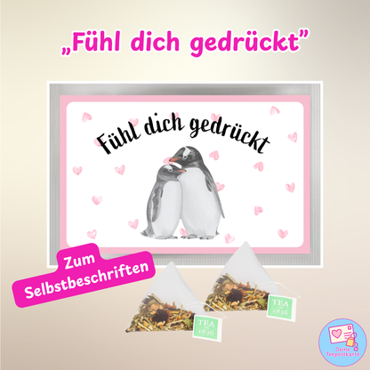 Teepostkarte „Fühl dich gedrückt" (zum Selbstbeschriften)