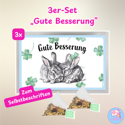 Teepostkarte 3er-Set „Gute Besserung" (zum Selbstbeschriften)