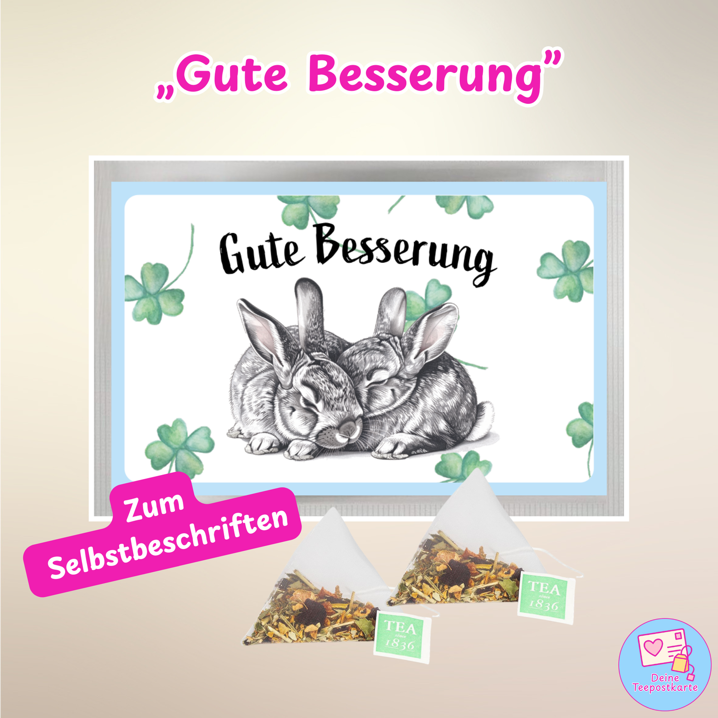 Teepostkarte „Gute Besserung" (zum Selbstbeschriften)