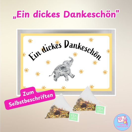 Teepostkarte „Ein dickes Dankeschön" (zum Selbstbeschriften)