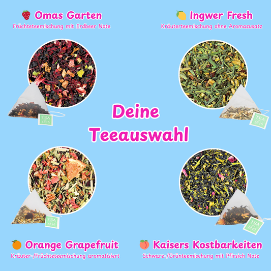Teepostkarte 4er-Set gemischt (zum Selbstbeschriften)