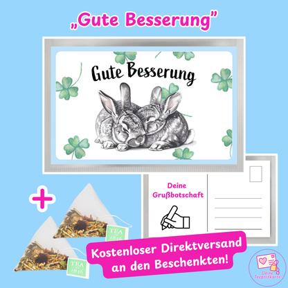 Teepostkarte „Gute Besserung" (online personalisierbar)