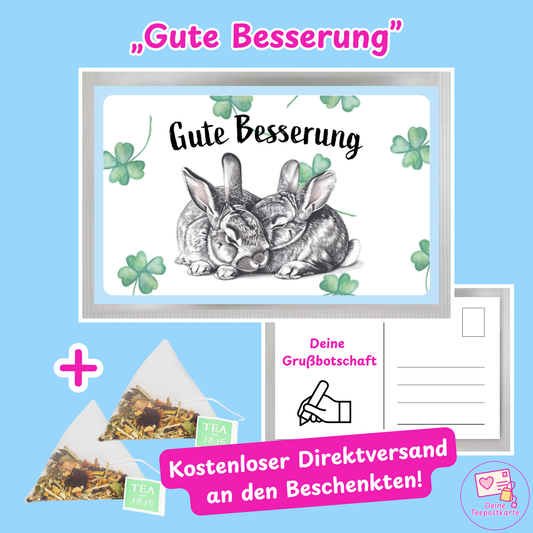 Teepostkarte „Gute Besserung" (online personalisierbar)