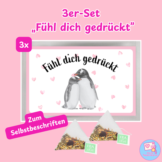 Teepostkarte 3er-Set „Fühl dich gedrück" (zum Selbstbeschriften)