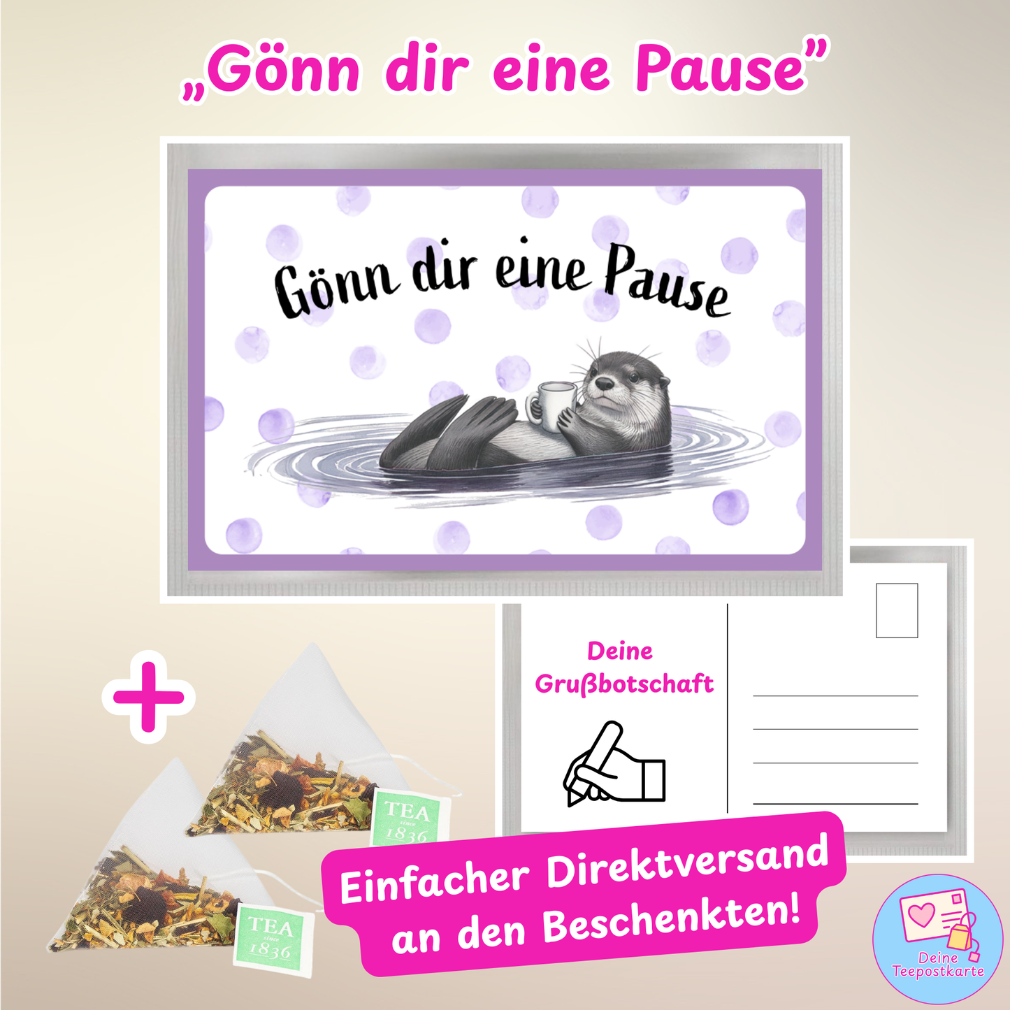 Teepostkarte „Gönn dir eine Pause" (online personalisierbar)